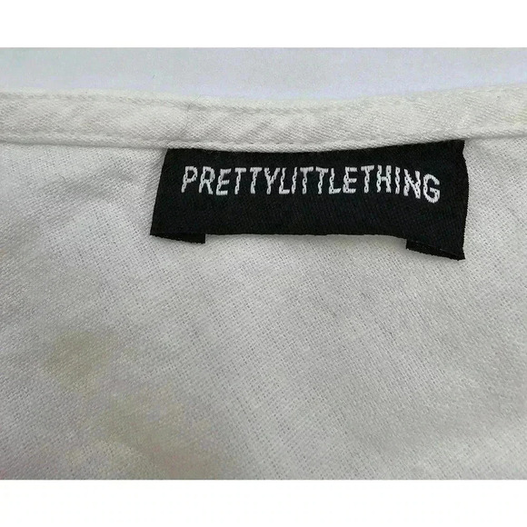 Pretty Little Thing Women's Large White One-shoulder Asymmetrical Crop Top - Picture 3 of 7